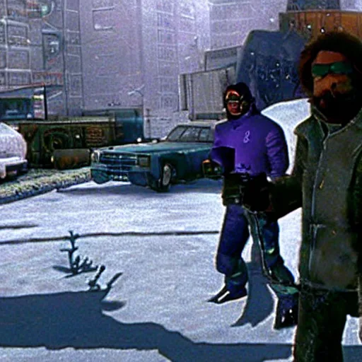 Prompt: a still of from the movie the thing ( 1 9 8 2 ) crossover with the game saints row 3