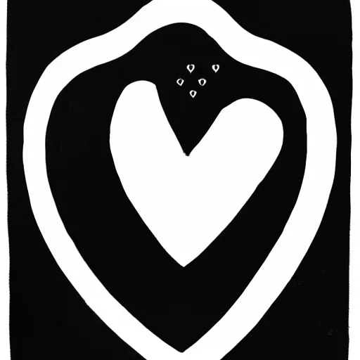 Prompt: clean black and white print, logo of an heart with a stylized human body form inside, variations