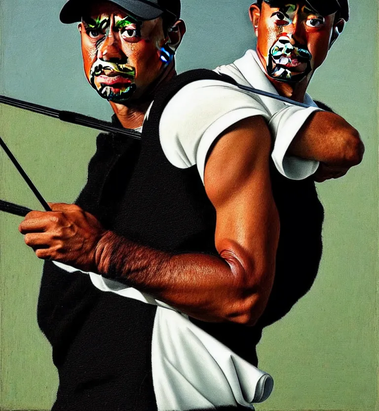 Image similar to tiger woods portrait by caravaggio.