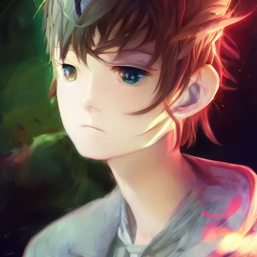 ArtStation - green eyes anime boy