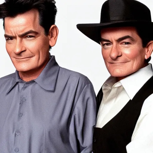 Prompt: charlie sheen in an amish comedy drama