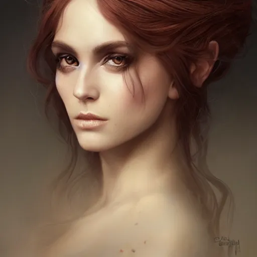 Prompt: tom bagshaw portrait, very beautiful pirate in a full dress and long thin lustrous auburn hair, curiosities, professionally retouched, focus eyes, ultra realistic soft painting, insanely detailed linework, symmetrical accurate intricate features, behance, 8 k