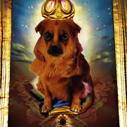 Prompt: a dog as god