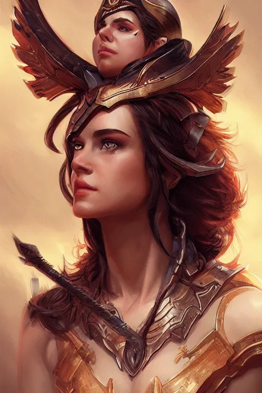 Image similar to amazon valkyrie athena, d & d, fantasy, portrait, highly detailed, headshot, digital painting, trending on artstation, concept art, sharp focus, illustration, art by artgerm and greg rutkowski and magali villeneuve