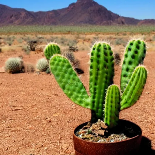 Prompt: a cactus plant on a lonely dessert abcdefghi