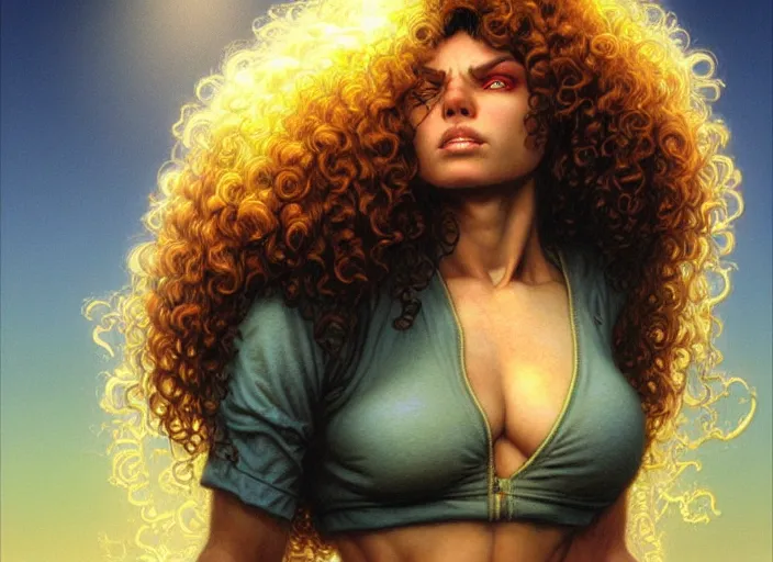 Prompt: a curly - haired persian cyborg in a sunny deserted los angeles, digital painting, artstation, concept art, sharp focus, illustration, art by artgerm, bob eggleton, michael whelan, stephen hickman, richard corben, wayne barlowe, greg rutkowski, alphonse mucha, 8 k