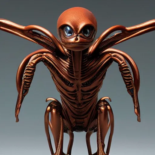 Prompt: alien sculpture toy on display