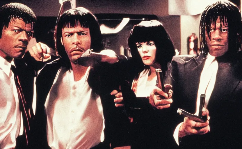 Image similar to film still of Pulp Fiction, high resolution, 4k, 8k, hd, full color