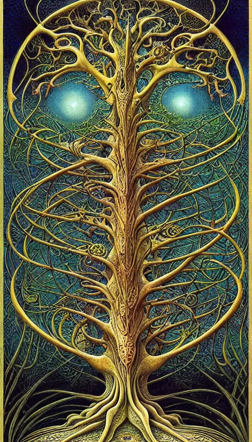 Image similar to tree of life by roger dean and andrew ferez, art forms of nature by ernst haeckel, divine chaos engine, symbolist, visionary, art nouveau, botanical fractal structures, organic, detailed, realistic, surreality