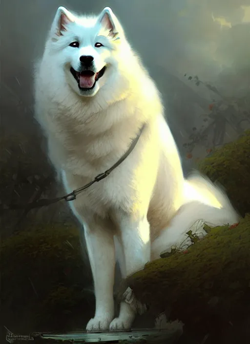 Image similar to samoyed by bayard wu, anna podedworna, gaston bussiere, greg rutkowski