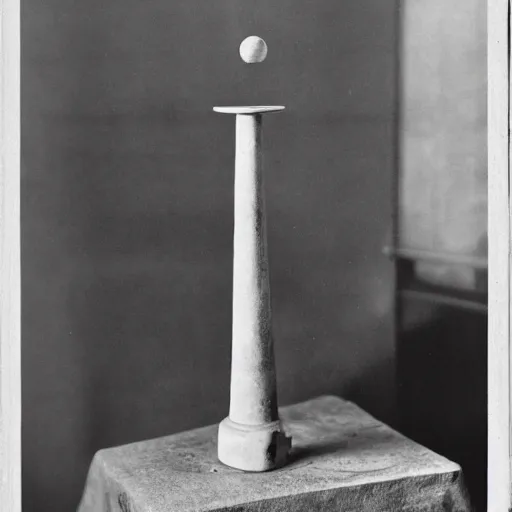 Prompt: a single readymade named Bottle Rack by Marcel Duchamp, banal object on a pedestal, historical archive, wide angle studio shoot, 1914