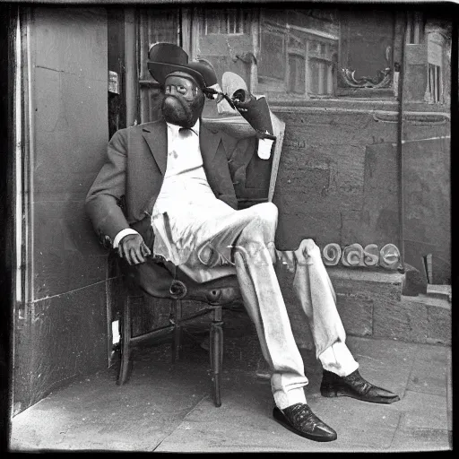 Prompt: british gentleman lord is listening gangsta rap, vintage photo