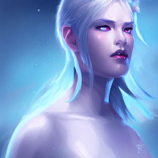 Prompt: Queen of Ice and storm, digital painting, artstation, concept art, smooth, sharp focus, illustration, outlined art, soft light, cinematic,