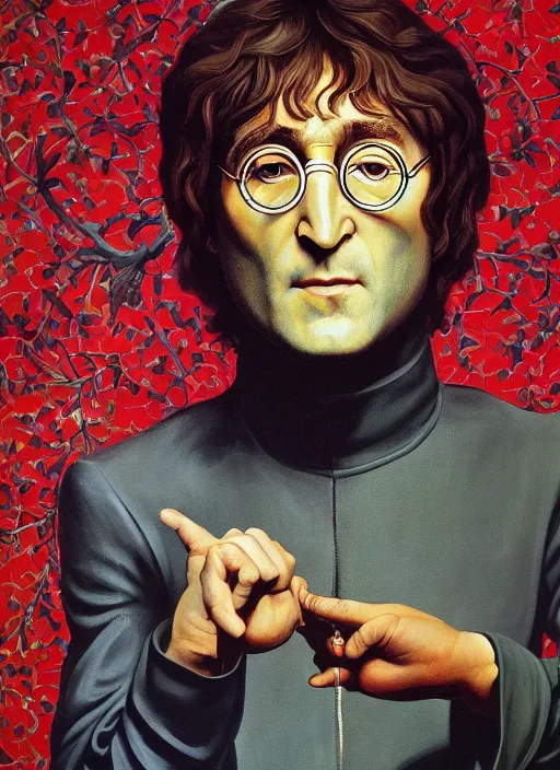 Prompt: painting of John Lennon by Kehinde Wiley