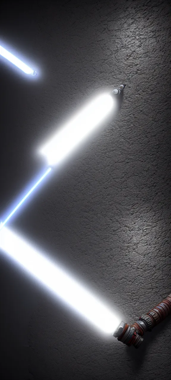 Prompt: ultra - detailed cinematic render, of a lightsaber hilt, that lies vertically on a round carved stone, lit up in a dark room, photo from above, octane render, deviantart, high quality, digital art, 8 k, jedi fallen order teaser, jedi fallen order lightsaber wallpaper 4 k, volumetric lighting