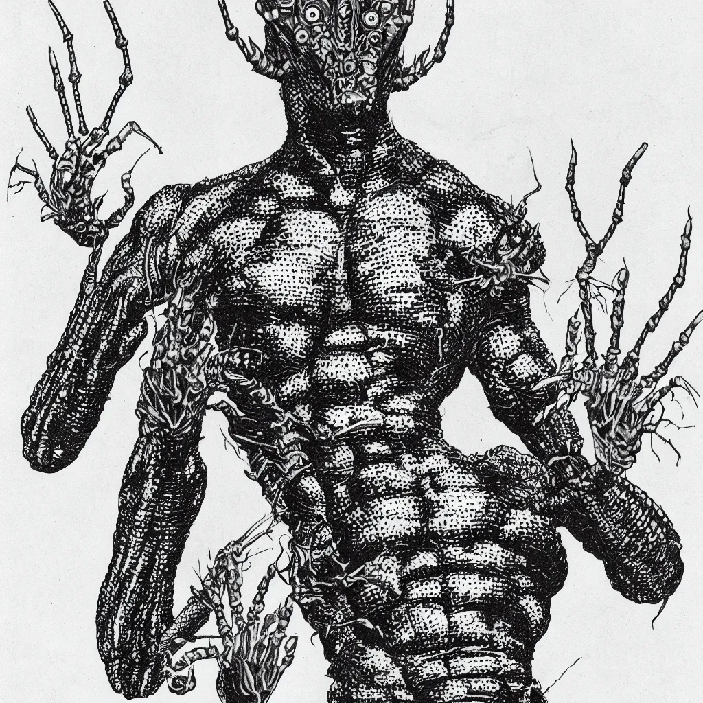 Prompt: an ultra detailed insect man half body front view in kodak 7 0 s film look