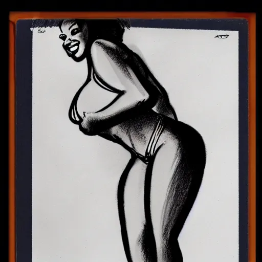 Image similar to milt kahl sketch of thick cuban girl wearing black yoga pants