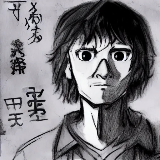 Image similar to the unabomber sketch as an anime character