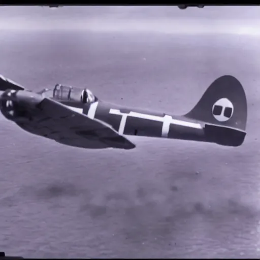 Prompt: gun camera footage of a WW2 aerial dogfight