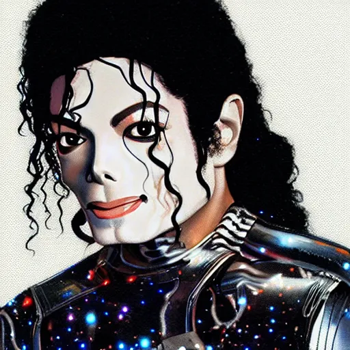 Image similar to photo of michael jackson wearing robot suit with wires and light, highly detailed, photorealistic, artstation, smooth