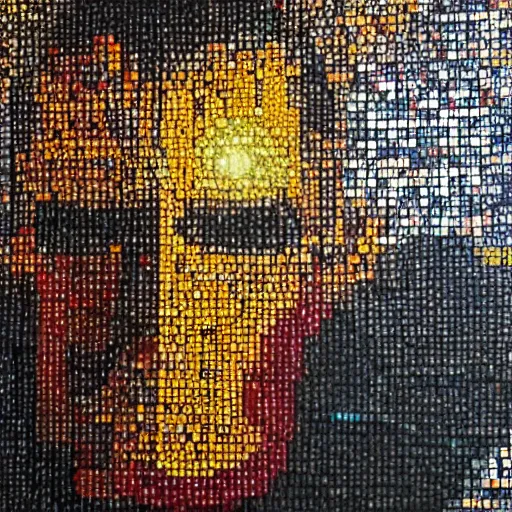 Prompt: a portrait of iron man, made of a lot of nespresso capsules, mosaic