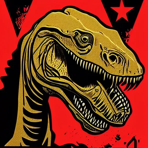 Image similar to a t - rex by shepard fairey