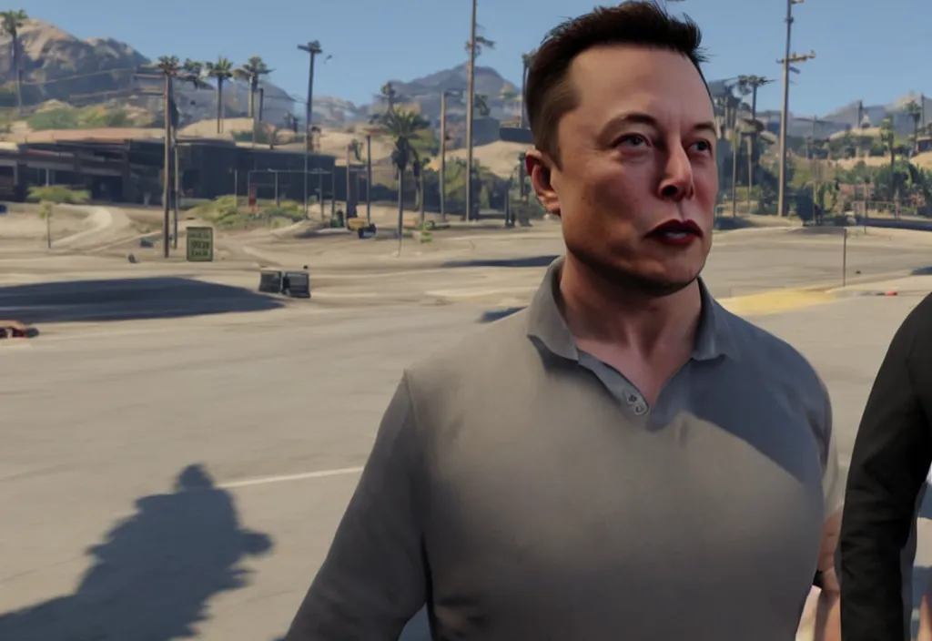 Prompt: elon musk in the video game in gta 5, gameplay screenshot, close up, 3 d rendering. unreal engine. amazing likeness. very detailed.