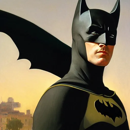 Prompt: Painting of Michael Keaton as Batman. Art by william adolphe bouguereau. During golden hour. Extremely detailed. Beautiful. 4K. Award winning.