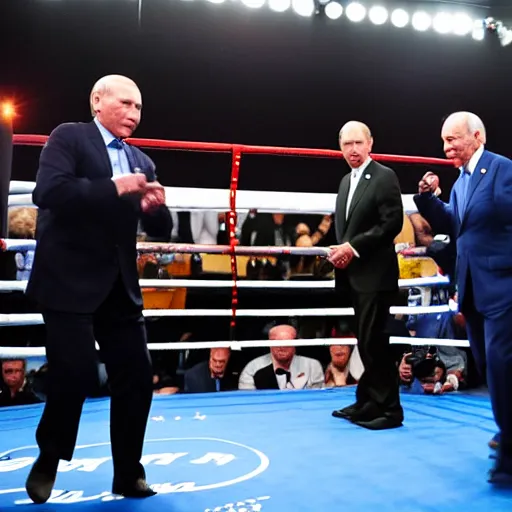 Image similar to Biden and Putin in a boxing match, sports photography, natural lighting, telephoto lens, motion blur