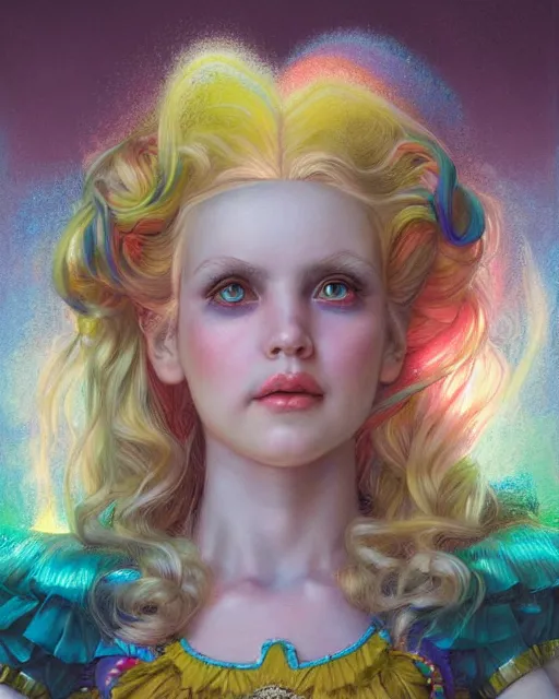 Prompt: doll rainbow brite portrait | highly detailed | very intricate | symmetrical | whimsical and magical | soft cinematic lighting | award - winning | closeup portrait | painted by donato giancola and mandy jurgens and charlie bowater | pastel color palette | featured on artstation