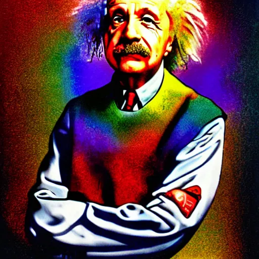 Prompt: pride einstein portrait