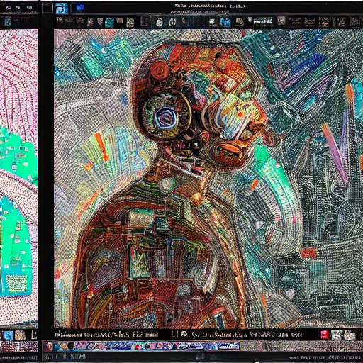 Image similar to in a world where machines have taken over, art is created by algorithms.