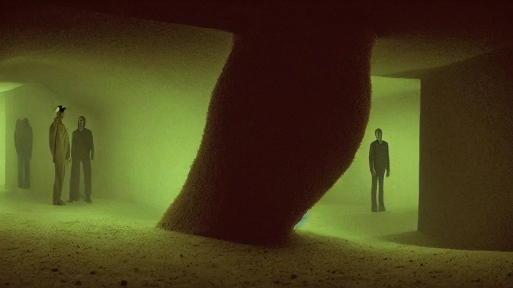 Image similar to the strange creature in the crawlspace, film still from the movie directed by denis villeneuve and david cronenberg with art direction by salvador dali and zdzisław beksinski, long lens