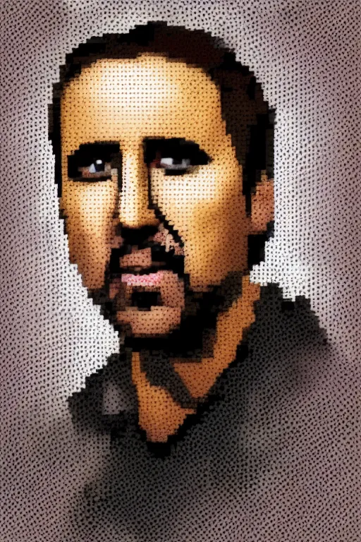 Prompt: Portrait of Nicholas Cage, pixel art