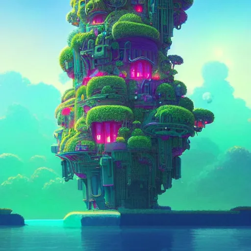 Image similar to a emerald saphire ruby floating living island :: studio ghibli, beeple and James Gilleard and Justin Gerard :: ornate, dynamic, particulate, rich colors, intricate, elegant, highly detailed, centered, artstation, smooth, sharp focus, octane render, 3d