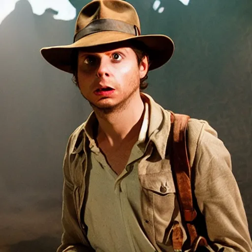 Prompt: Michael Cera as indiana jones in raiders of the lost ark, 8k resolution, full HD, cinematic lighting, award winning, anatomically correct