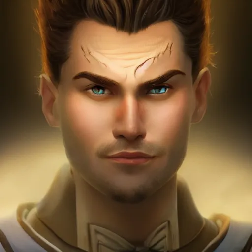 Image similar to a portrait of a hero in an animated disney fantasy movie, oil painting, pale colors, high detail, 8 k, wide angle, global illumination, trending on artstation,