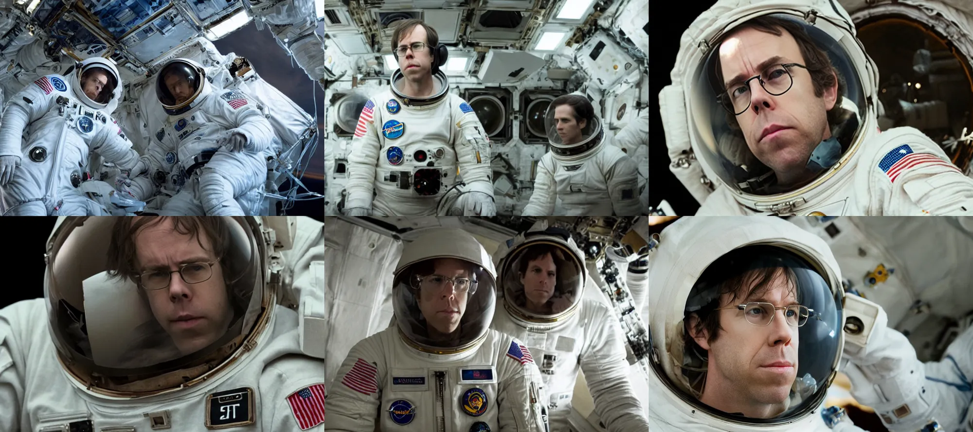 Prompt: promotional image of Ben Folds as an astronaut in Interstellar (2014 film), detailed face, movie still, promotional image, imax 70 mm footage