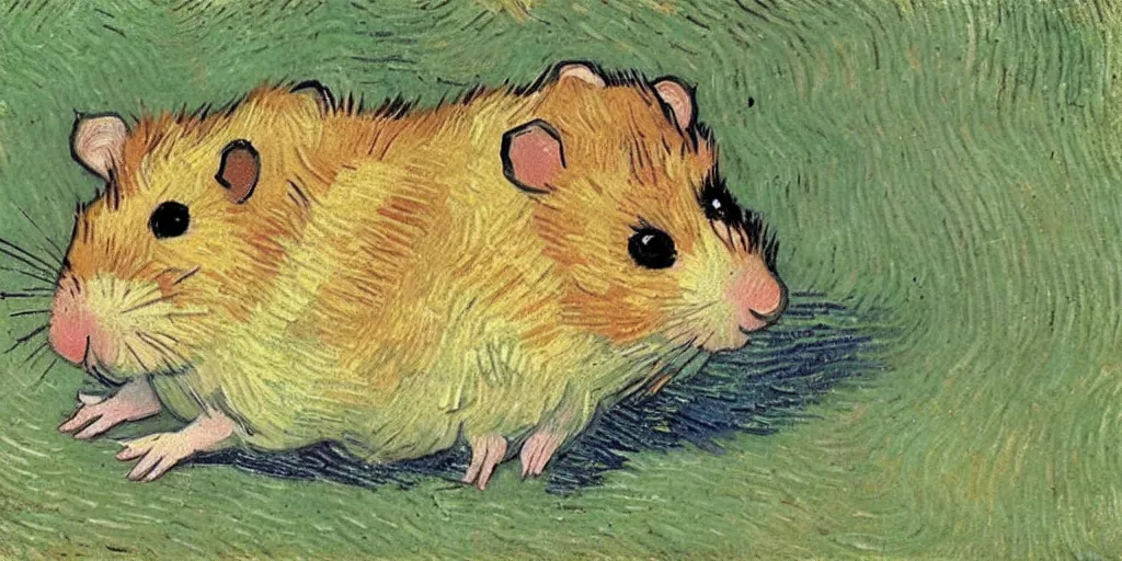 Image similar to a hamster, by vincent van gogh