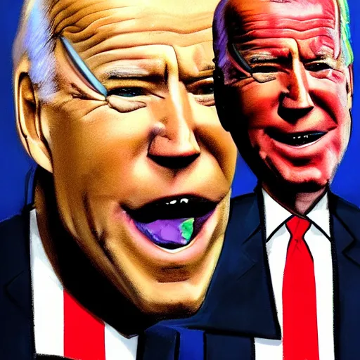 Prompt: freaky portrait of Joe Biden by Ed 'Big Daddy' Roth