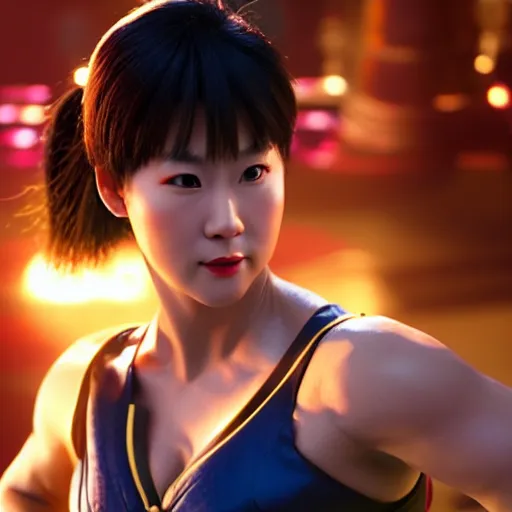 Image similar to Still of Chun Li in the movie Shang-Chi, full body, cinematic lighting, 4k