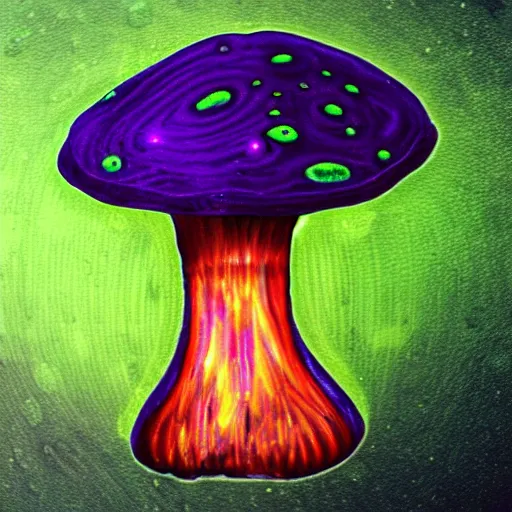 Image similar to alien mushroom, gooey, melty, iridescent