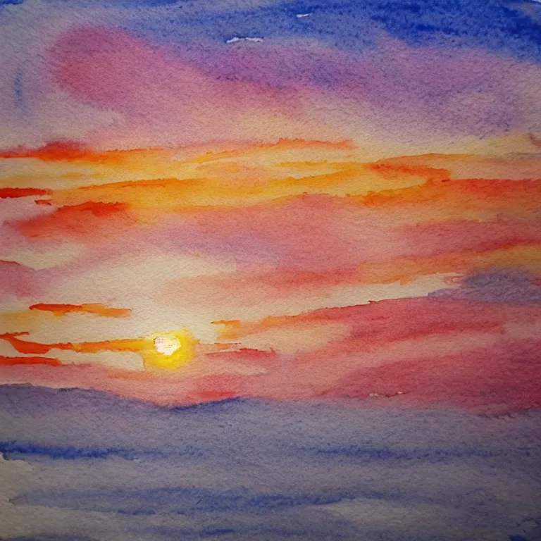 Image similar to watercolor of the most beautiful sunset ever seen