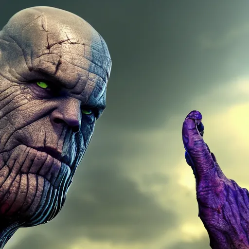 Image similar to Thanos in The Walking Dead 4K quality photorealism