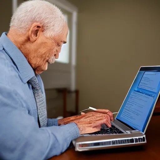 Image similar to elderly man sitting in a casket browsing internet on laptop from a casket casket