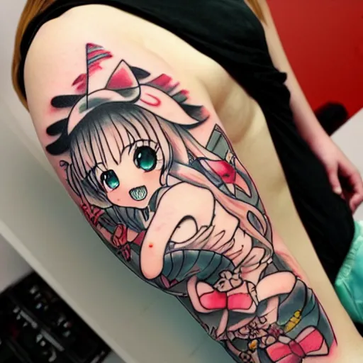 Image similar to chibi anime kawaii tattoo cute vhibi anime girl tattoo