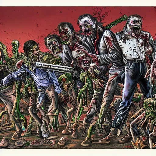 Prompt: zombie apocalypse by robert williams, detailed