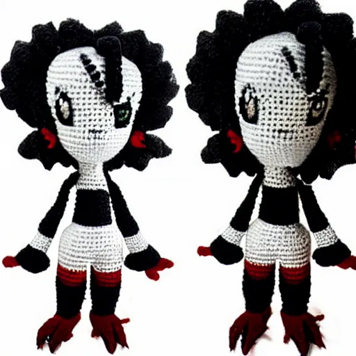 Image similar to cruela de vil as a crochet plush