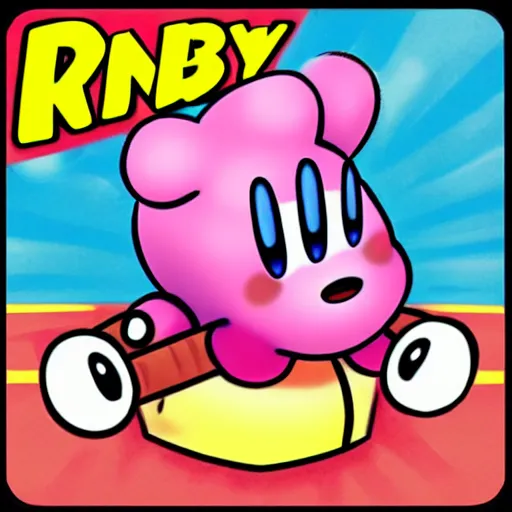 Image similar to kirby with a gun