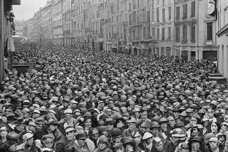 Image similar to Where's Waldo in 1940s france